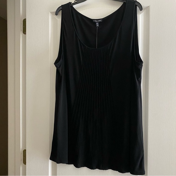 Eileen Fisher Plus Size 3X Black Jersey Silk Stretch Sleeveless Tunic W/ Pleats - Picture 4 of 9